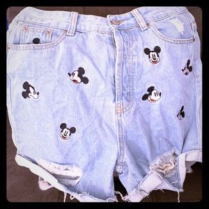 Mickey Mouse High Waisted Distressed Shorts
